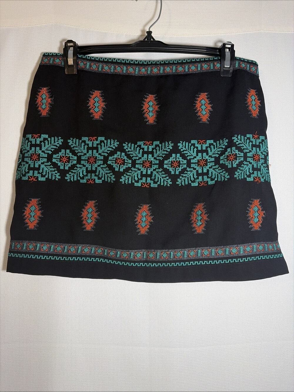 Ya Los Angeles Black Mini Skirt Sz L Southwestern Embroidered Detail Cowgirl
